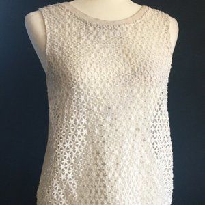 Ann Taylor Loft White Mesh Top Size Medium